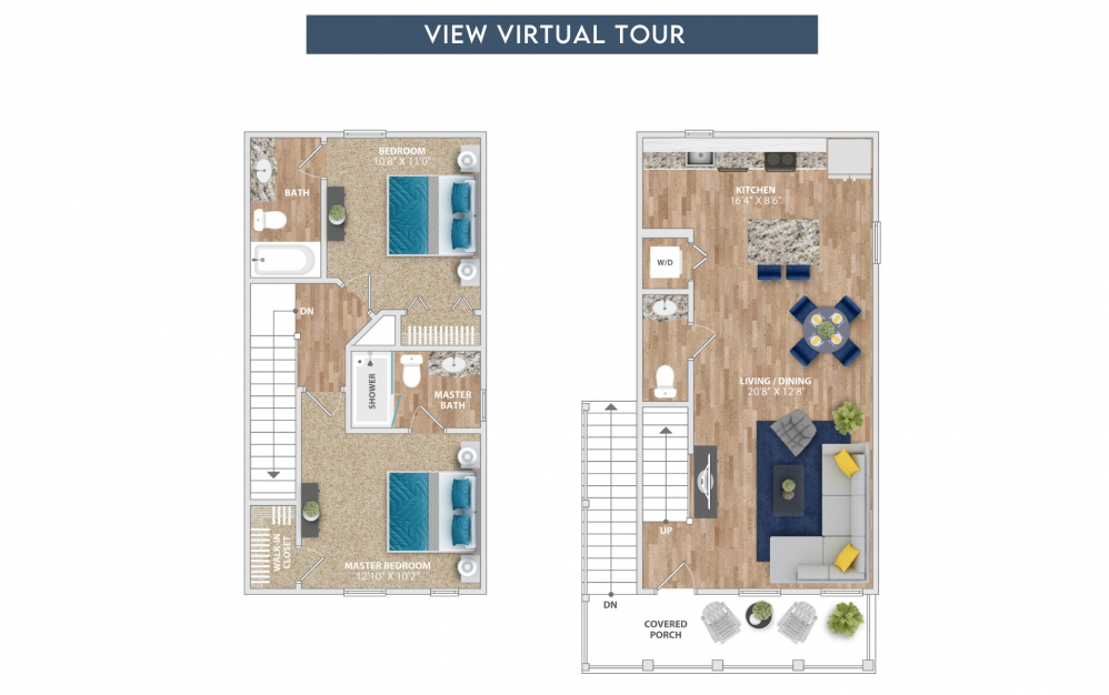 Masonboro - 2 bedroom floorplan layout with 2.5 baths and 982 square feet.