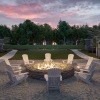 chairs surround an outdoor firepit
